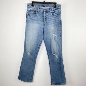 GAP Denim Light Wash Distressed Crop Flare Jeans Womens Size 31 Tall